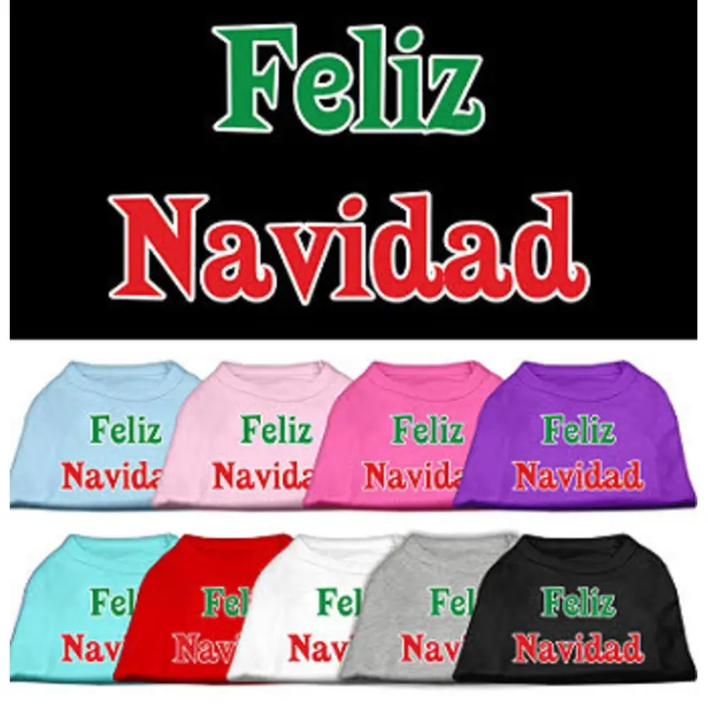 Feliz Navidad Screen Print Dog Tee Shirt