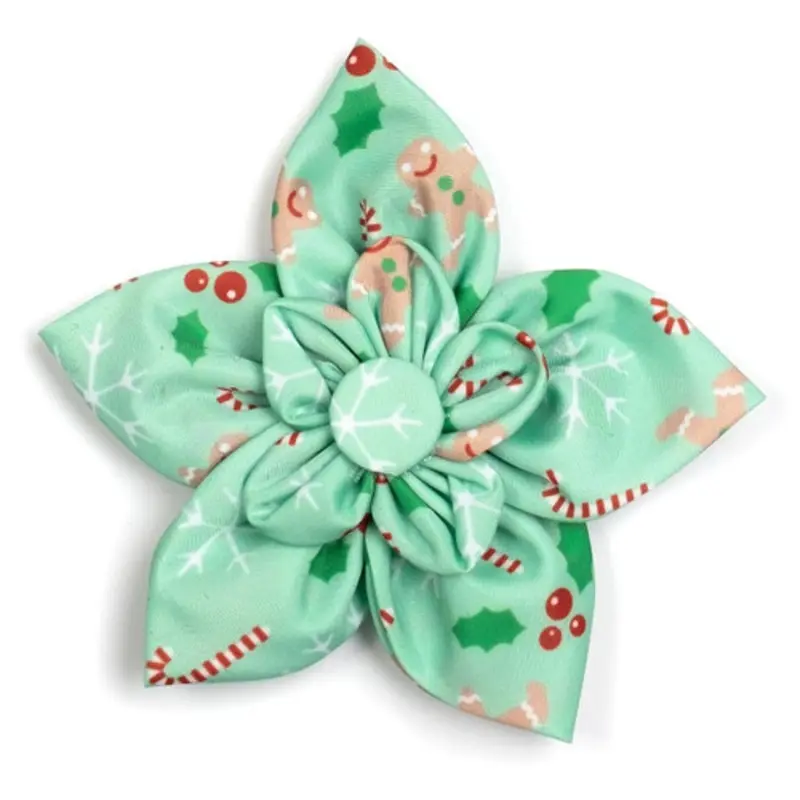 Gingerbread Pet Dog Collar Flower Small