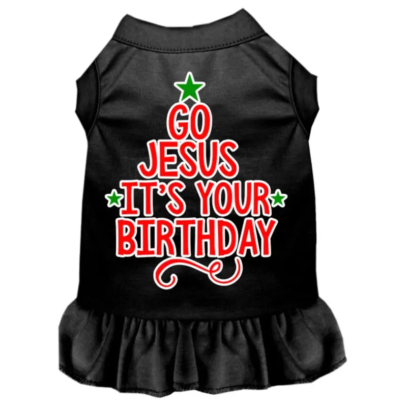 Go Jesus Screen Print Dog Dress - Black