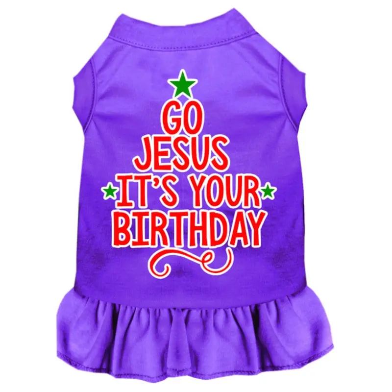 Go Jesus Screen Print Dog Dress - Purple