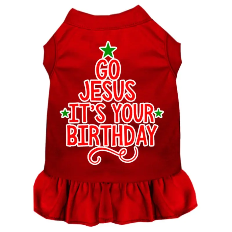 Go Jesus Screen Print Dog Dress - Red