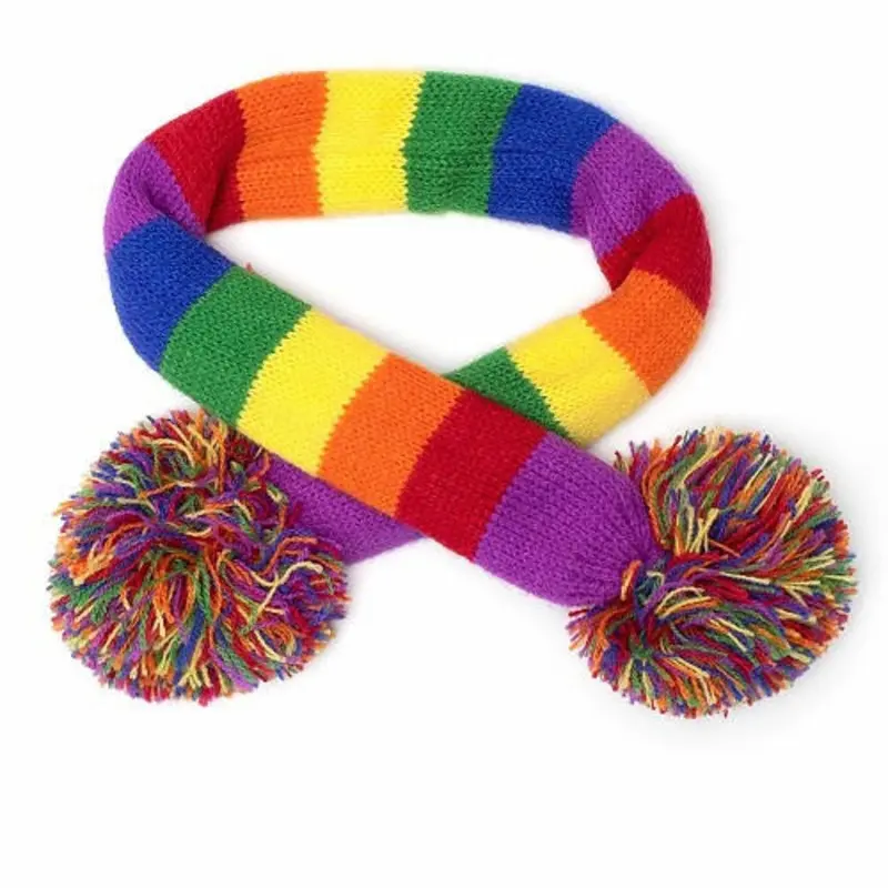 Rainbow Knit Dog Neck Scarf XS