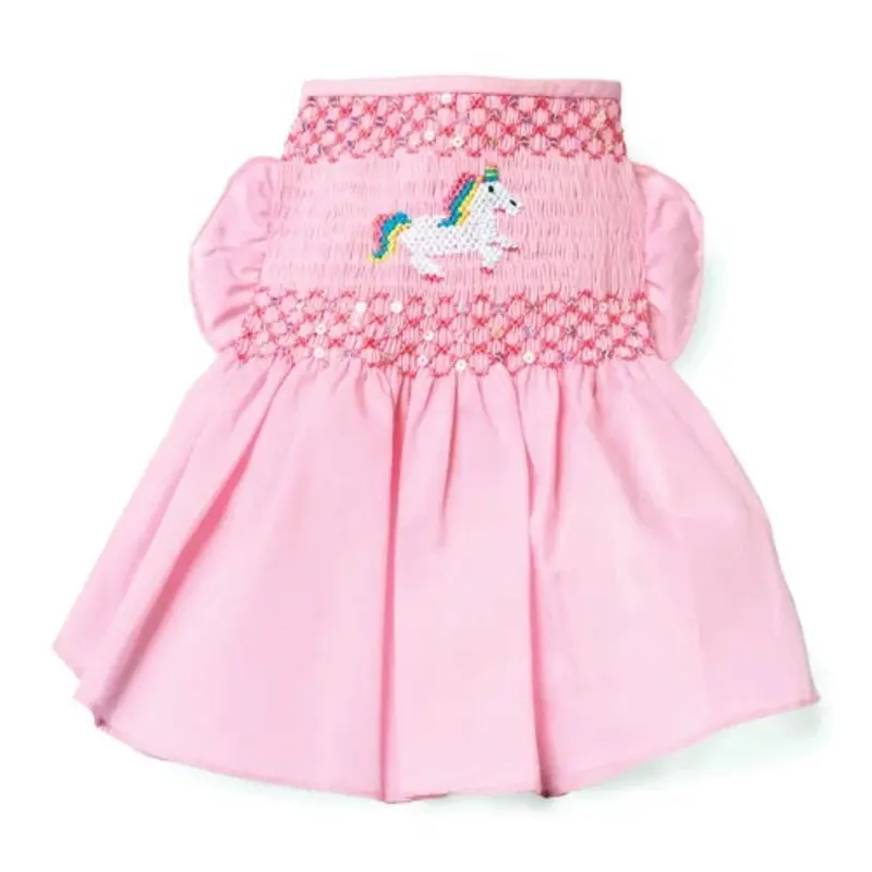 I Believe in Unicorns Hand-Smocked Dog Dress Small