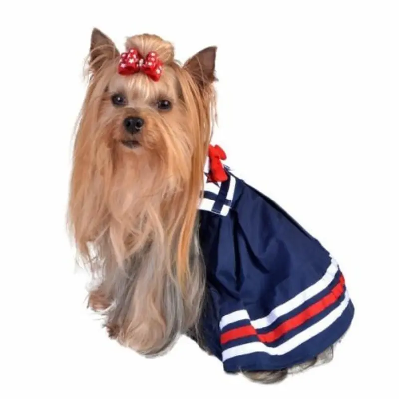 Navy Sailor Dog Dress XS  - Sz 8