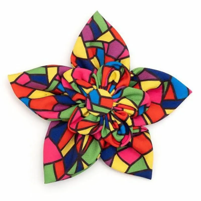 Stained Glass Pet Dog Collar Flower Small