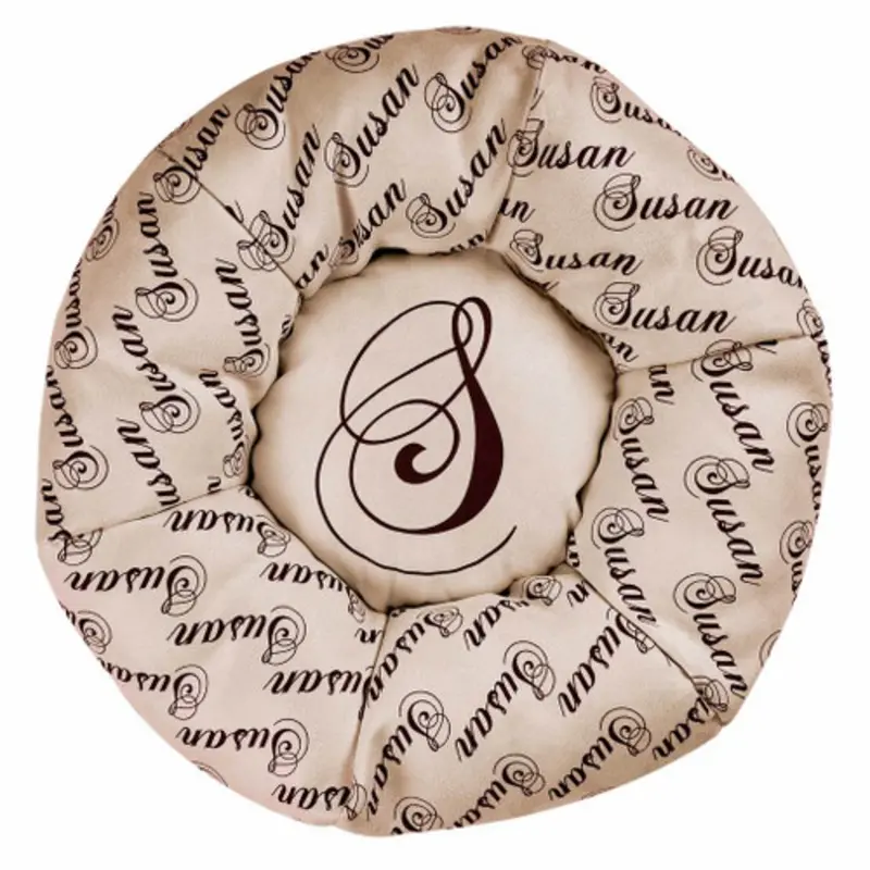 Custom Round Ultrasuede Dog Bed - Personalized - Doe Playfair