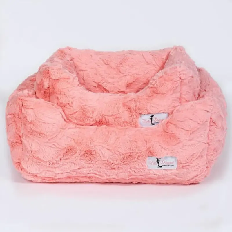 Designer Cuddle Dog Bed - Peach Small