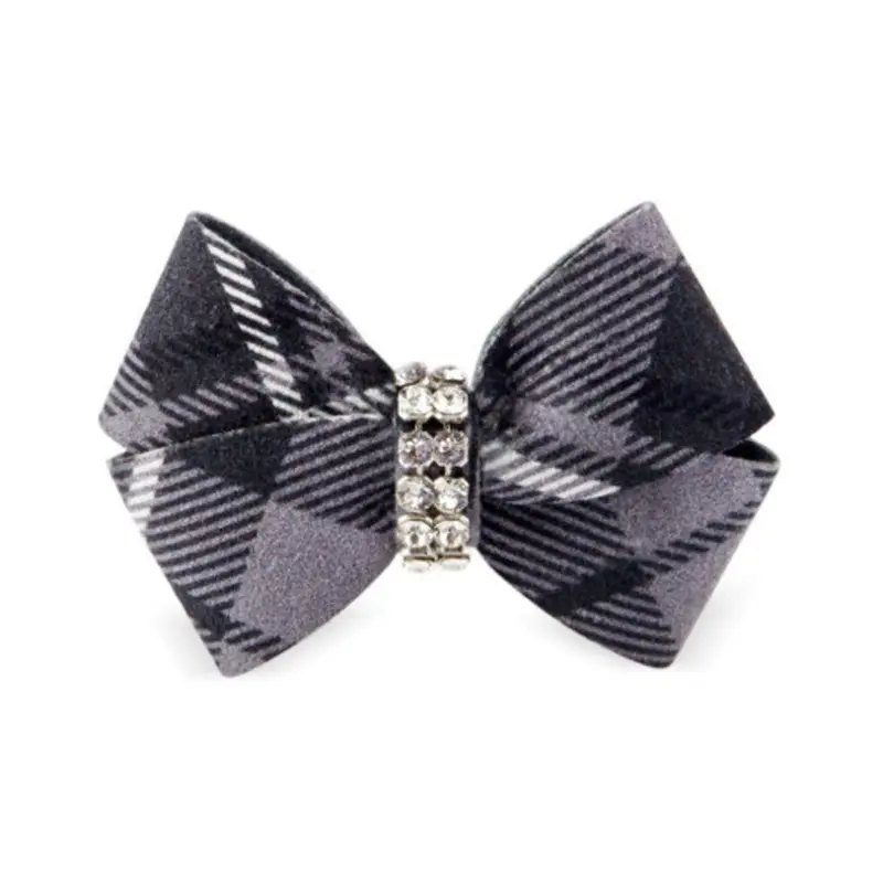 Charcoal Plaid Nouveau Bow Hair Bow Barrette