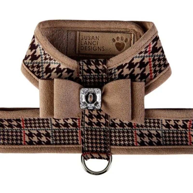 Custom - Chocolate Glen Houndstooth Big Bow Tinkie Harness w/Fawn Trim