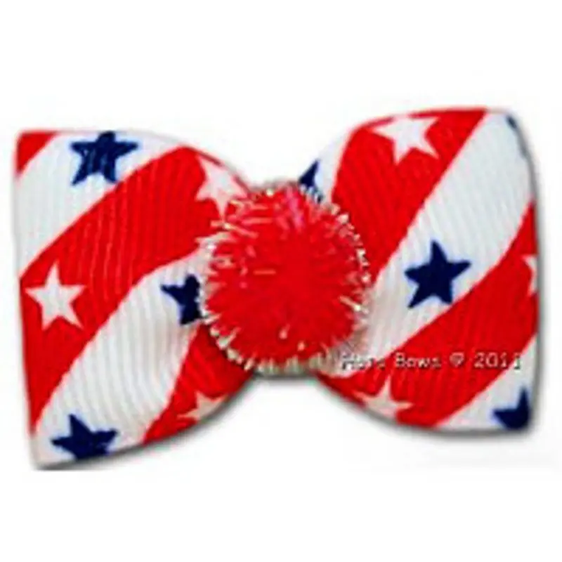 Dog Bow Barrette - Stars & Stripes Latex Bands