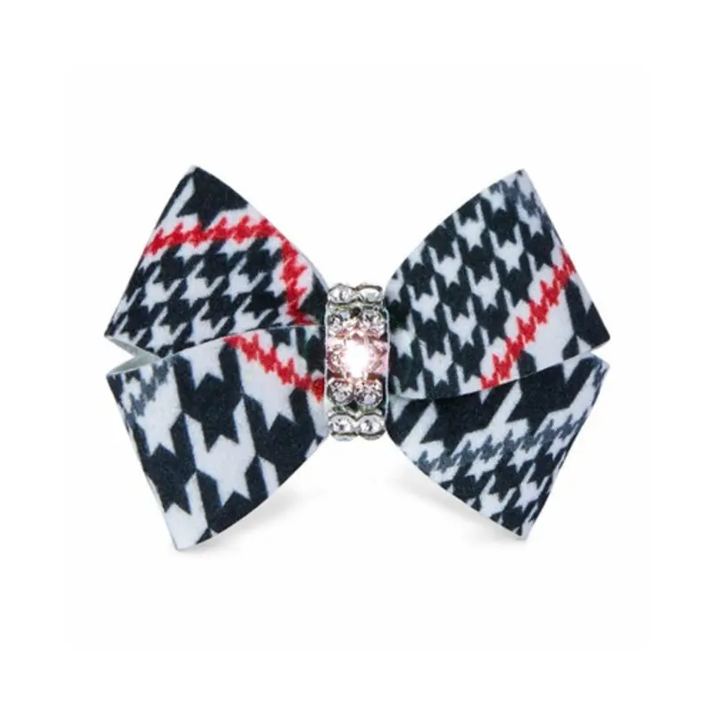 Glen Houndstooth Nouveau Bow Hair Bow Barrette