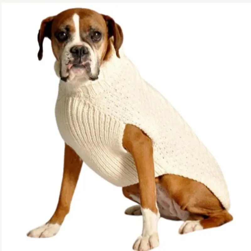 Natural Cable Knit Dog Sweaters XXS