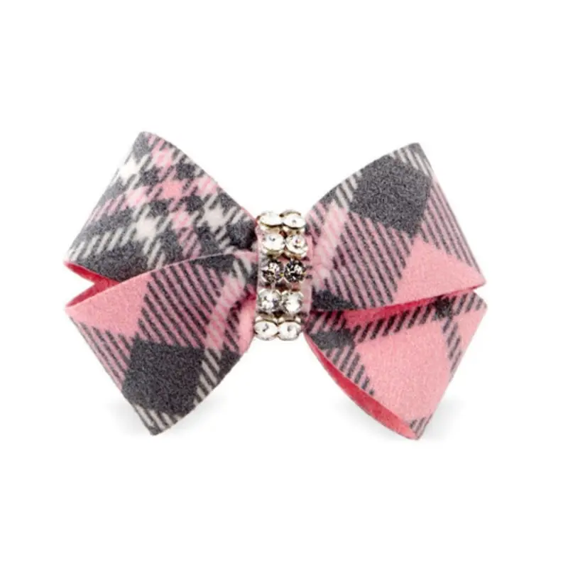 Puppy Pink Plaid Nouveau Bow Hair Bow Barrette