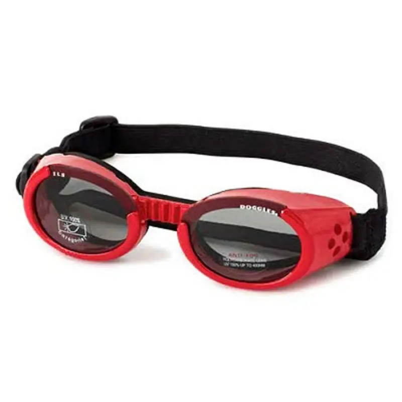 Shiny Red ILS Doggles with Light Smoke Lens Dog Sunglasses XS