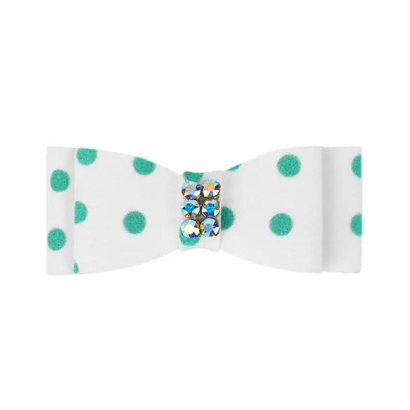 Bimini Polka Dot Aurora Borealis Giltmore Hair Bow Barrette TW:  1 X 3/8