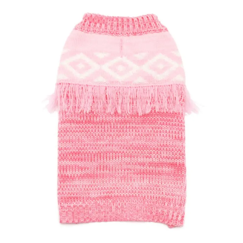 Boho Fringe Pink Dog Sweater