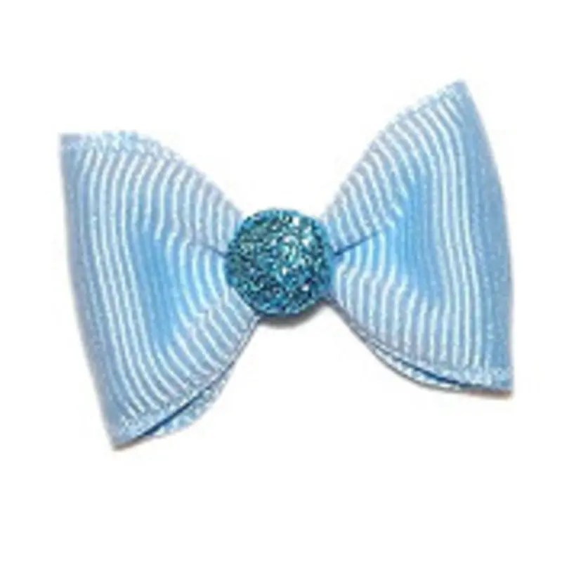 Dog Hair Bow Barrette - Bunny Tail Blue Alligator Clip