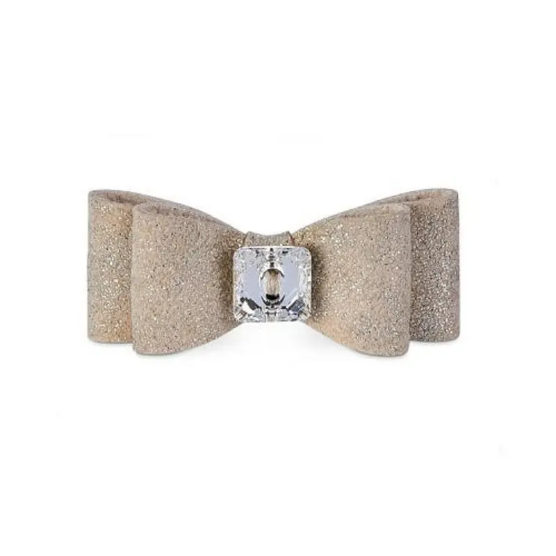Glitzerati Champagne Big Bow Hair Barrette TW:  1 X 3/8