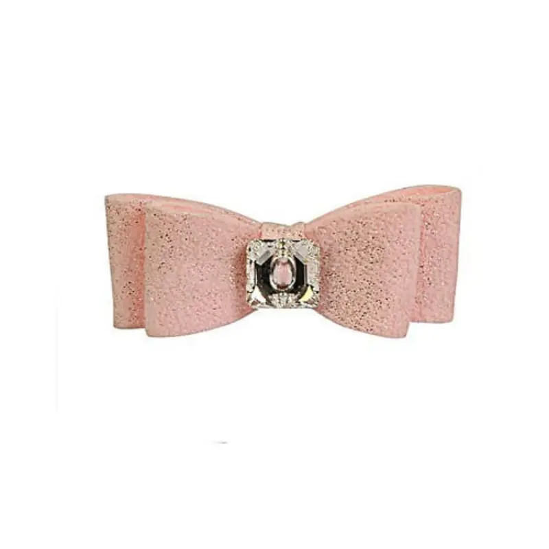 Glitzerati Pink Big Bow Hair Barrette TW:  1 X 3/8
