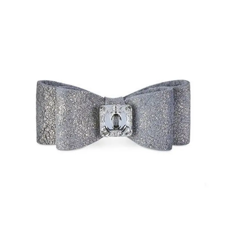 Glitzerati Platinum Big Bow Hair Barrette TW:  1 X 3/8