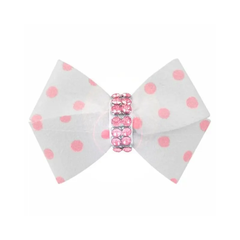 Polka Dot Nouveau Bow Hair Bow with Pink Giltmore Barrette