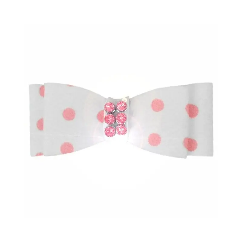 Polka Dot Pink Giltmore Hair Bow Barrette TW:  1 X 3/8