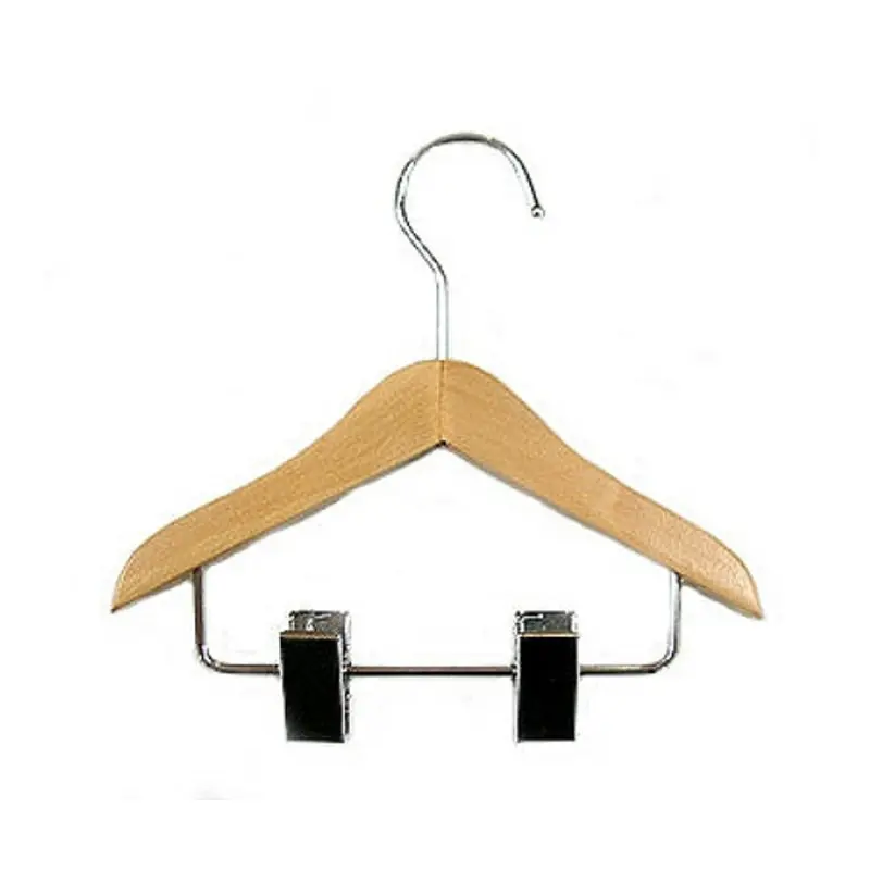 Wood Dog Clothing Hanger with Clips - 2 pcs