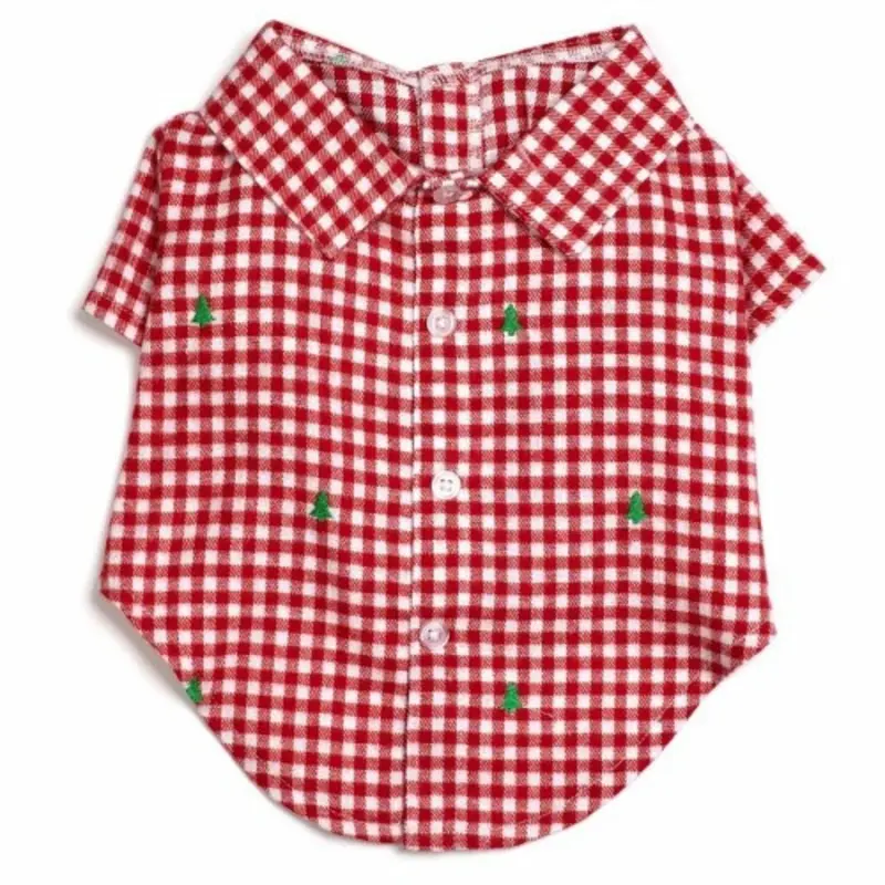 Christmas Check Trees Pet Dog Shirt - Small - Big Dog
