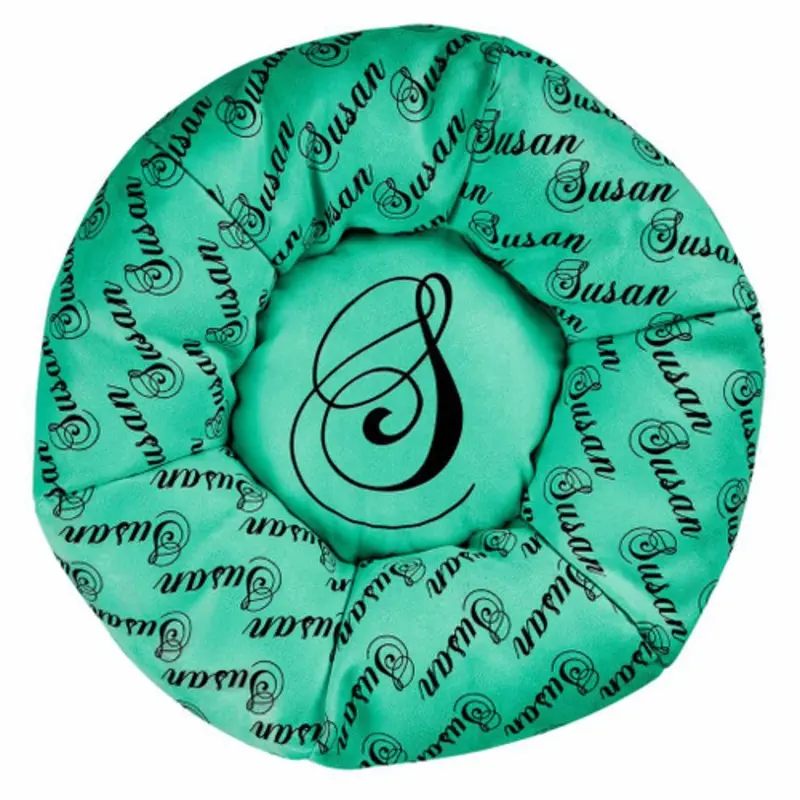 Custom Round Ultrasuede Dog Bed - Personalized - Bimini Blue Playfair