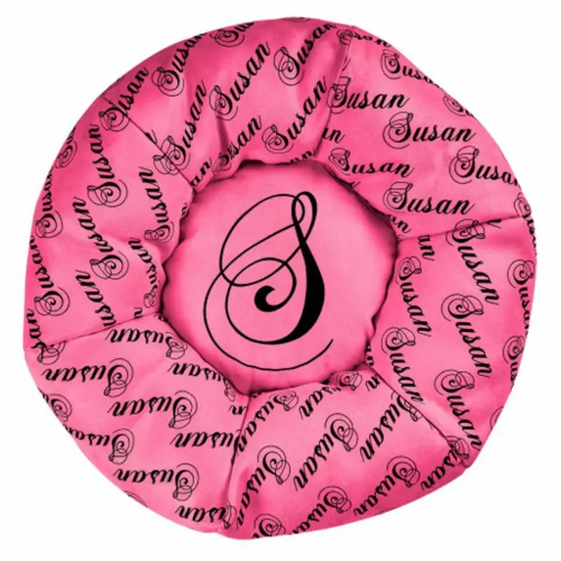 Custom Round Ultrasuede Dog Bed - Personalized -Perfect Pink Playfair