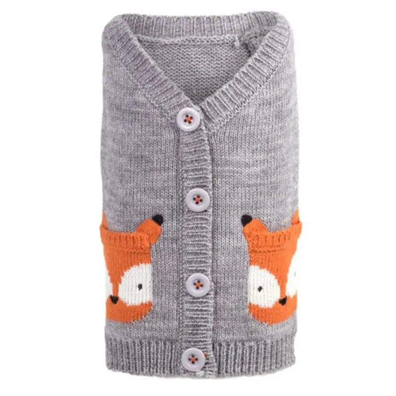 Orange Fox Dog Cardigan Sweater