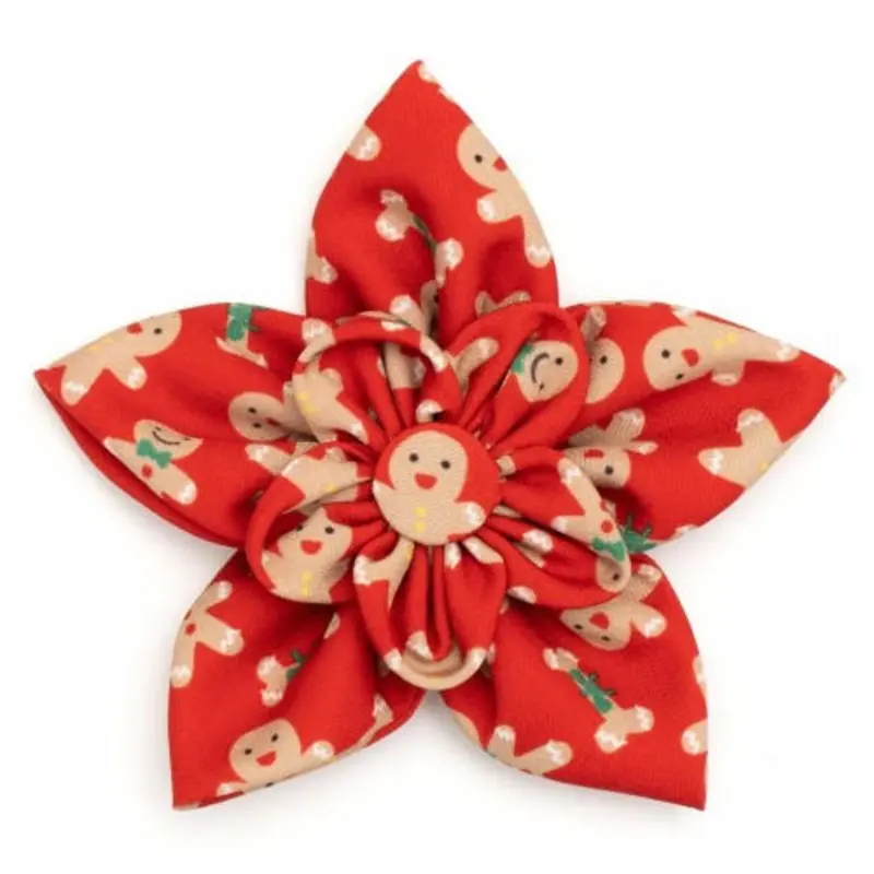 Gingerbread Bones Pet Dog Collar Flower Small