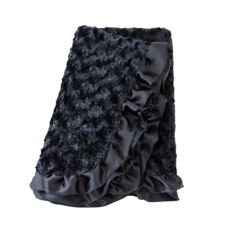 Baby Pet Dog Ruffle Blanket - Black Small