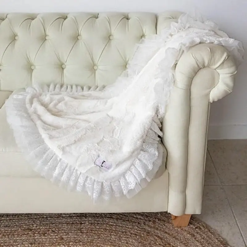 Designer Romantic Pet Dog Blanket or Throw - Ivory