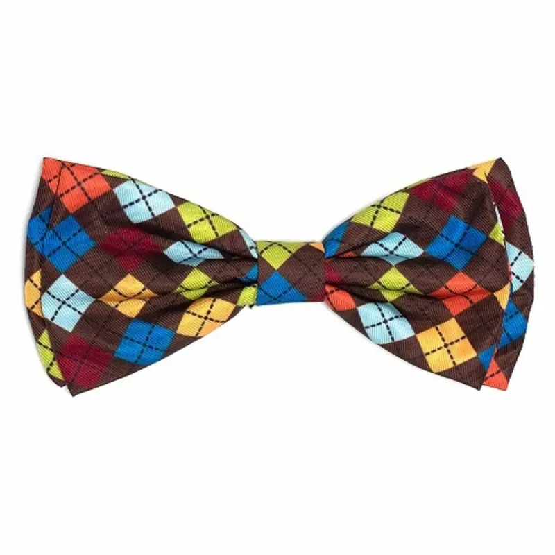 Autumn Argyle Pet Dog Bow Tie Small