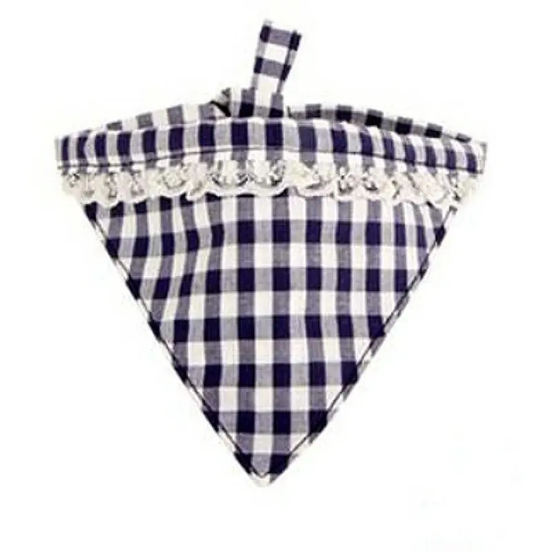 Keira Gingham Dog Bandana - Navy Small