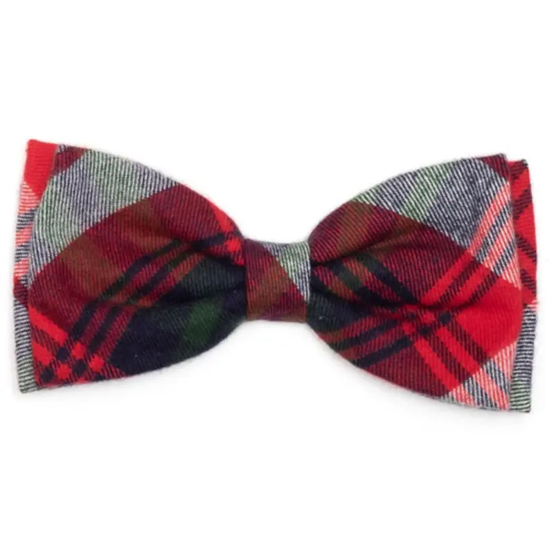 Red, Green & Navy Plaid Pet Dog Bow Tie Small