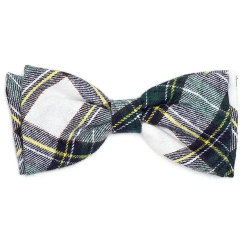 Stewart Tartan Green Pet Dog Bow Tie Small