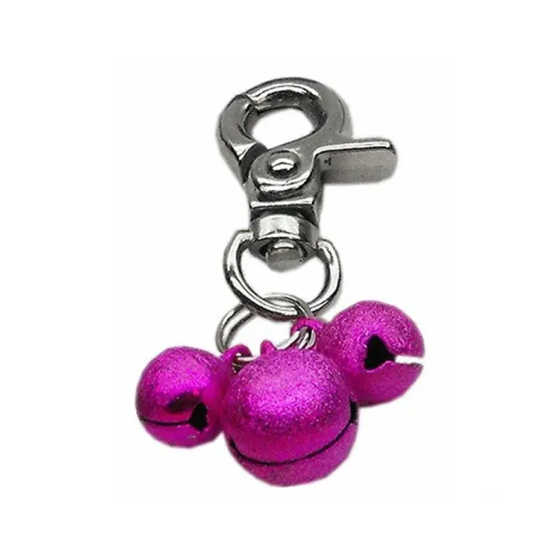 Triple Bells for Dog or Kitty Cat Collar or Harness - Bright Pink One Size