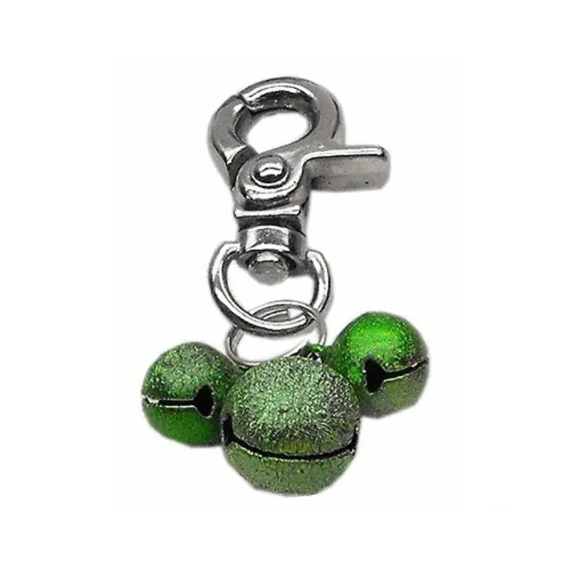 Triple Bells for Dog or Kitty Cat Collar or Harness - Emerald Green One Size
