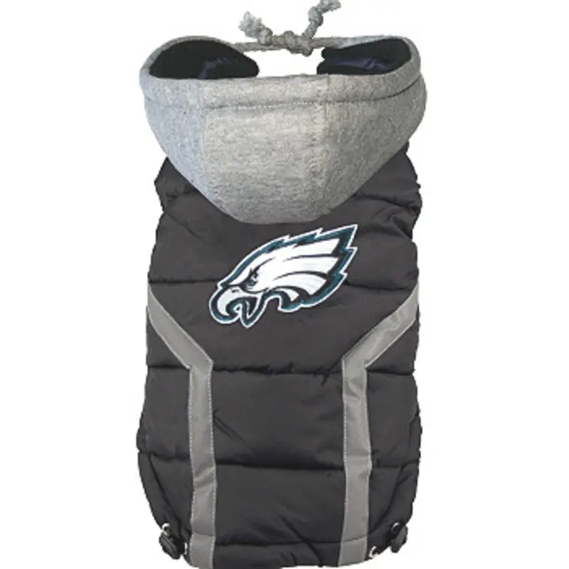 NFL Philadelphia Eagles Licensed Dog Puffer Vest Coat, S- 3X Small
