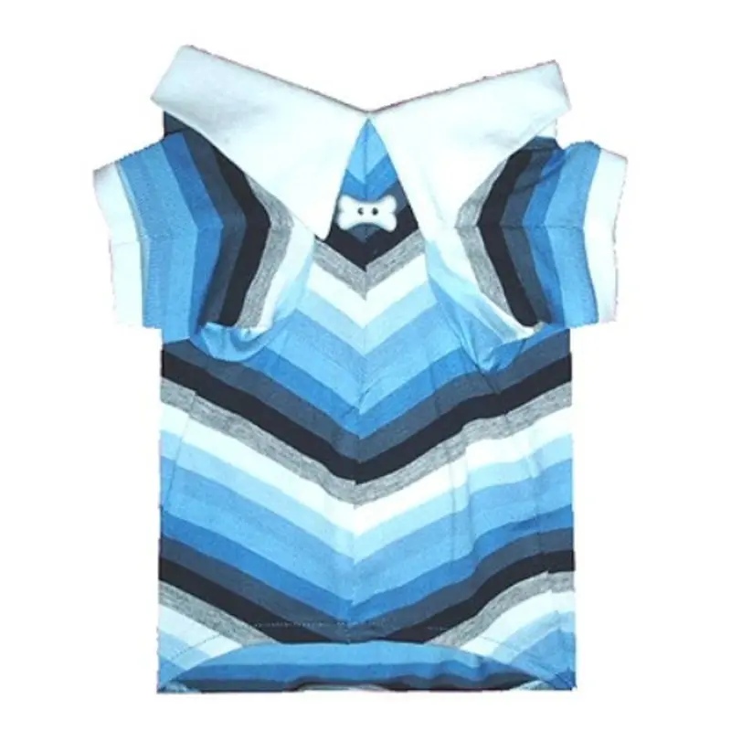 Blue Striped Polo Dog Shirt by Hip Doggie Small