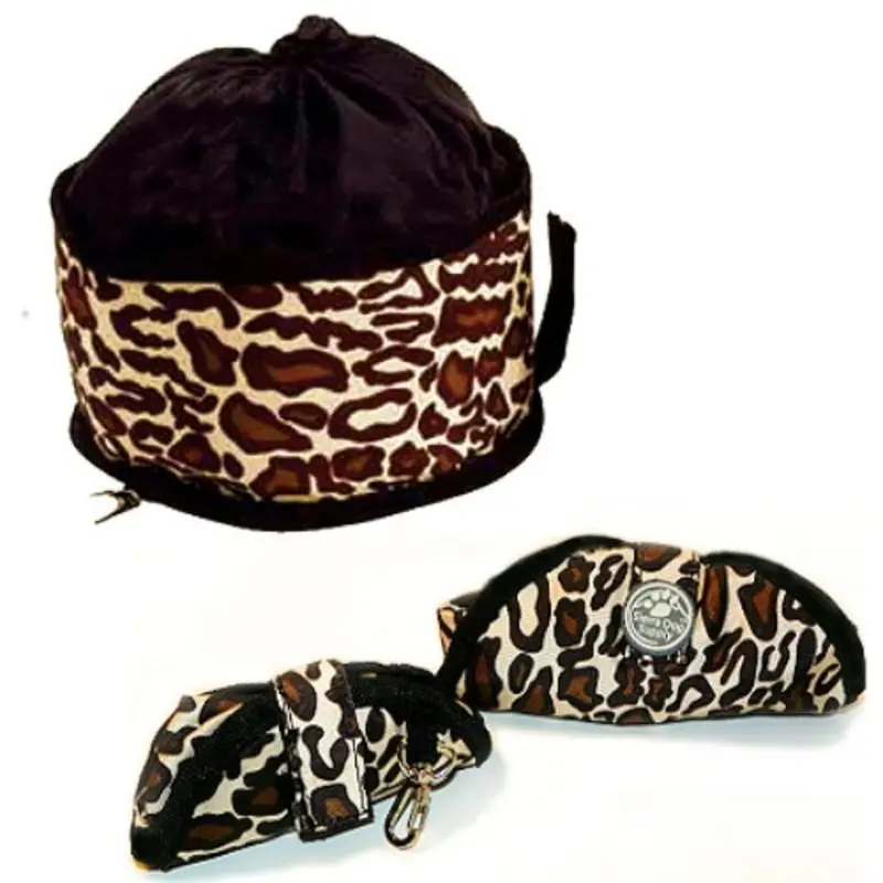 Leopard Print Foldable Travel Pet Dog Bowl Small