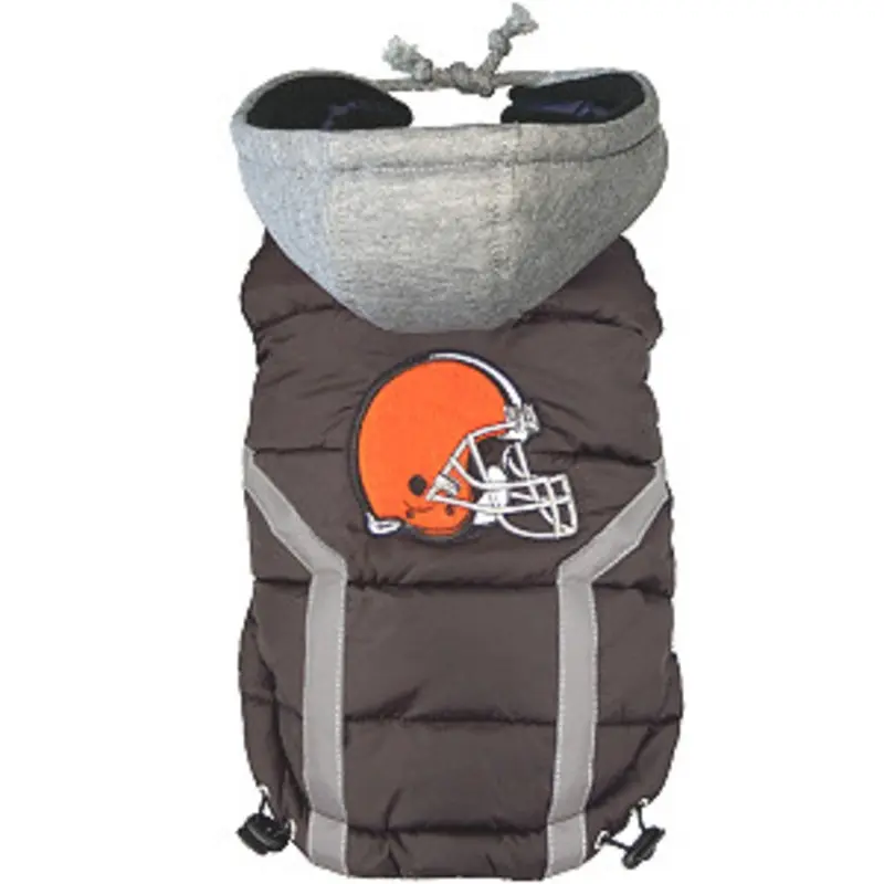 NFL Cleveland Browns Licensed Dog Puffer Vest Coat - S - 3X Small