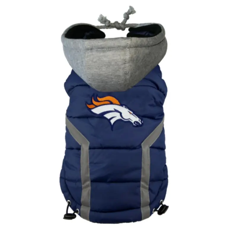 NFL Denver Broncos Licensed Dog Puffer Vest Coat - S - 3X Small