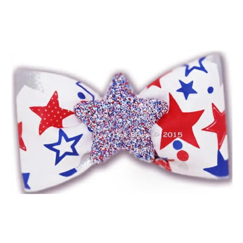 Yankee Doodle Dog Bow Barrette -Larger Dogs Alligator Clip