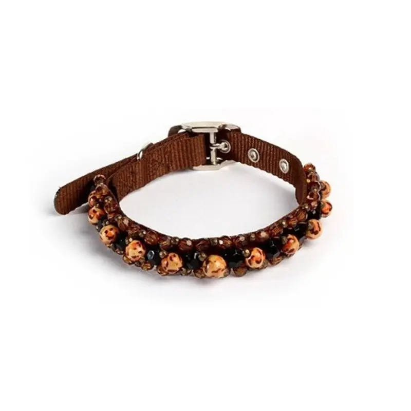 Animal Print Beaded Dog Collar 12 Inch