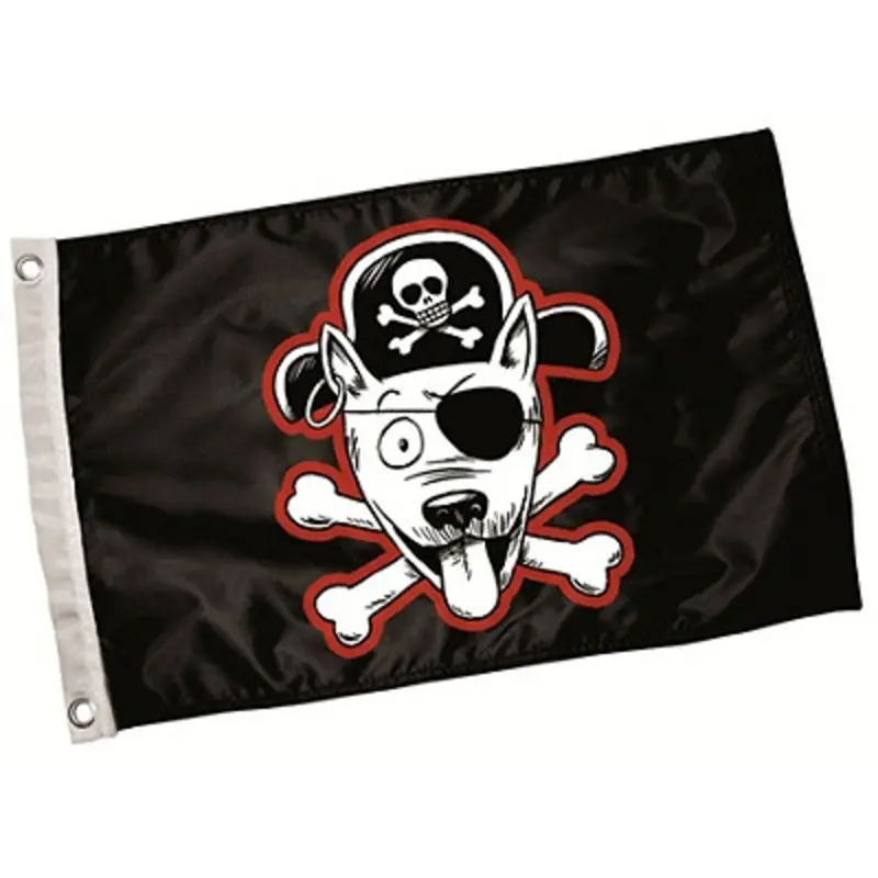 Black Pirate Dog Paw Flag One Size
