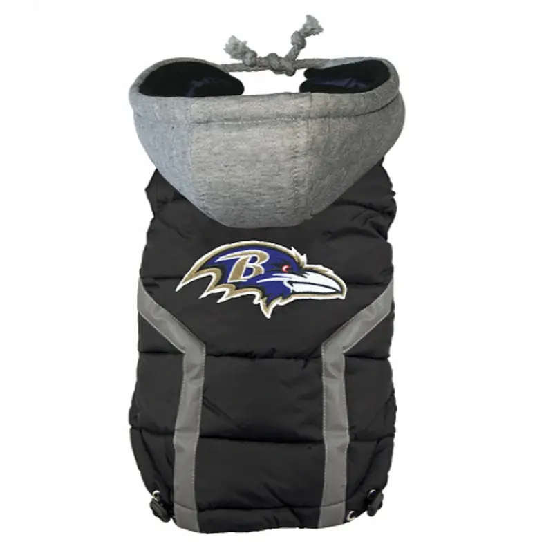 NFL Baltimore Ravens Licensed Dog Puffer Vest Coat - S - 3X Small
