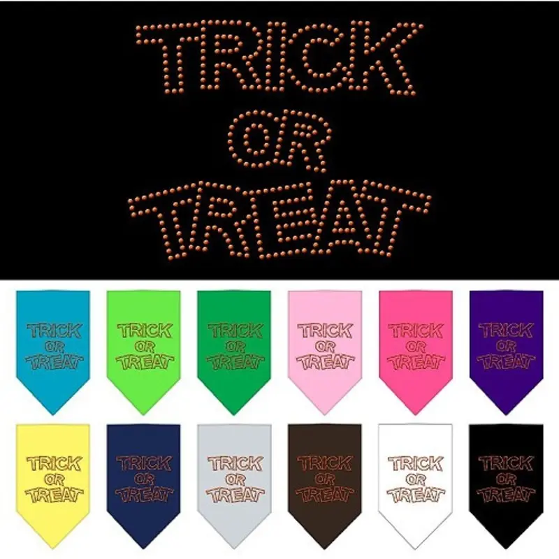 Trick or Treat Rhinestone Halloween Dog Bandanas Small  - 14" x 14" square